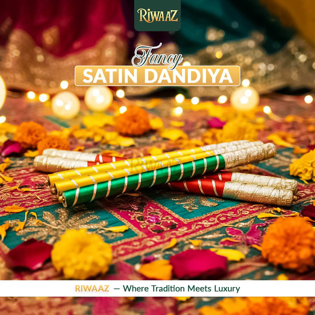 12 pcs - Satin Fancy Dandiya Sticks – Traditional Indian Dance Dandiya Raas Sticks