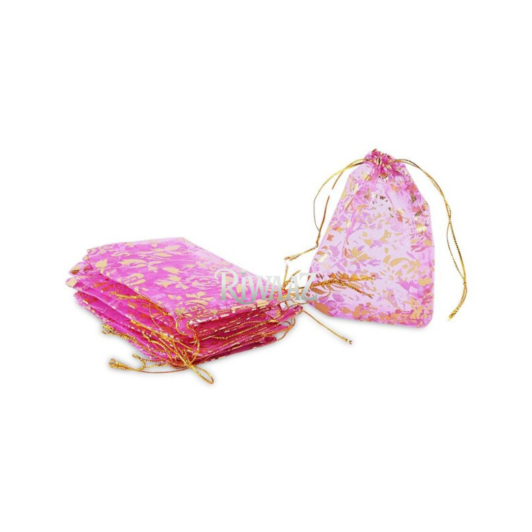 50 Pcs Multi Color Organza Fabric Nikkah Pouches For Nikkah Wedding Pouches – Elegant Gift Bags Celebration Vivah Wedding and Occasions