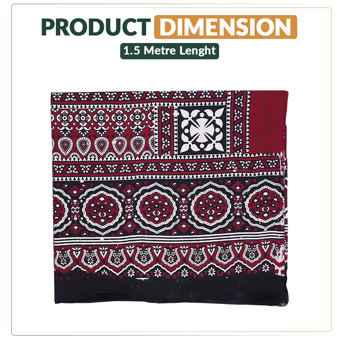 Handmade Ajrak Dupatta Shawl – Traditional Sindhi Block Print Stole for Mehndi, Nikkah & Cultural Events