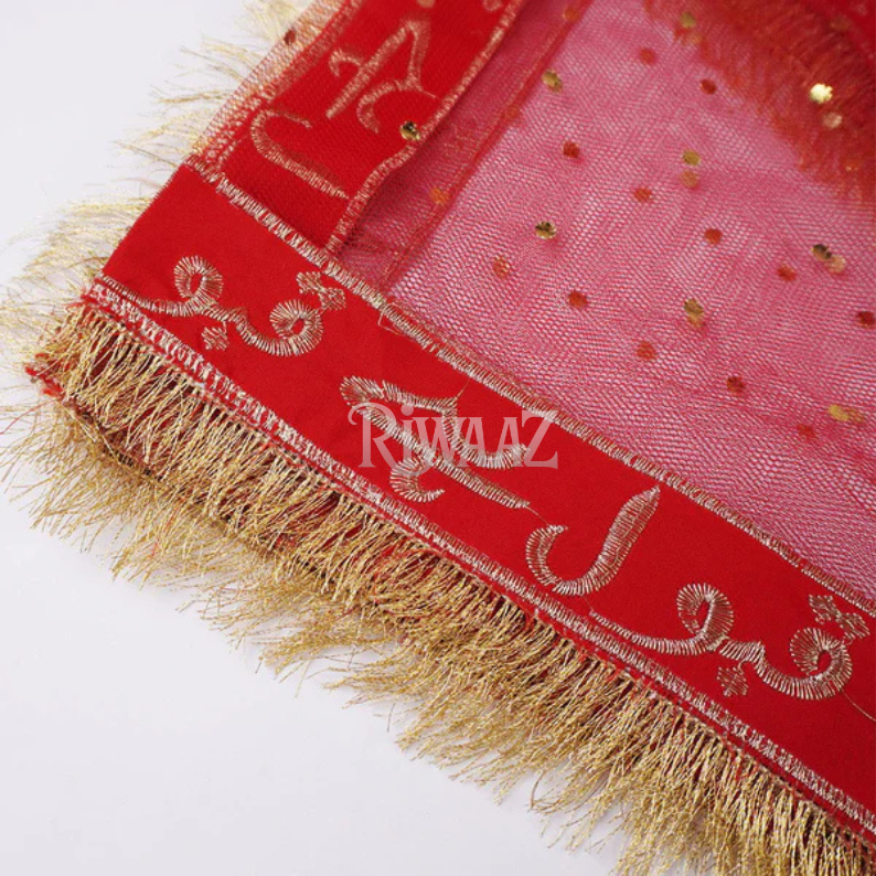 Bridal Net Nikkah Dupatta with 'Qabool Hai' Embroidery