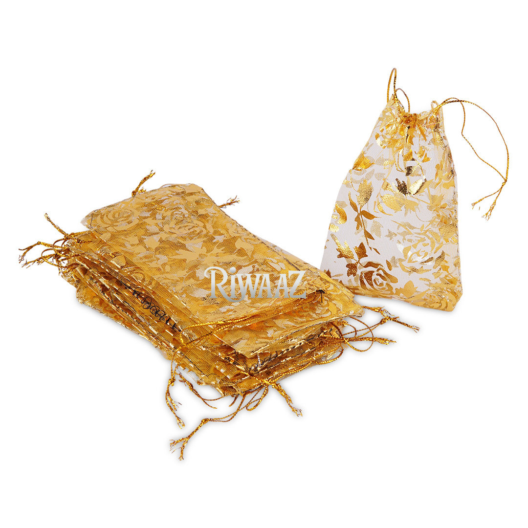 50 Pcs Multi Color Organza Fabric Nikkah Pouches For Nikkah Wedding Pouches – Elegant Gift Bags Celebration Vivah Wedding and Occasions