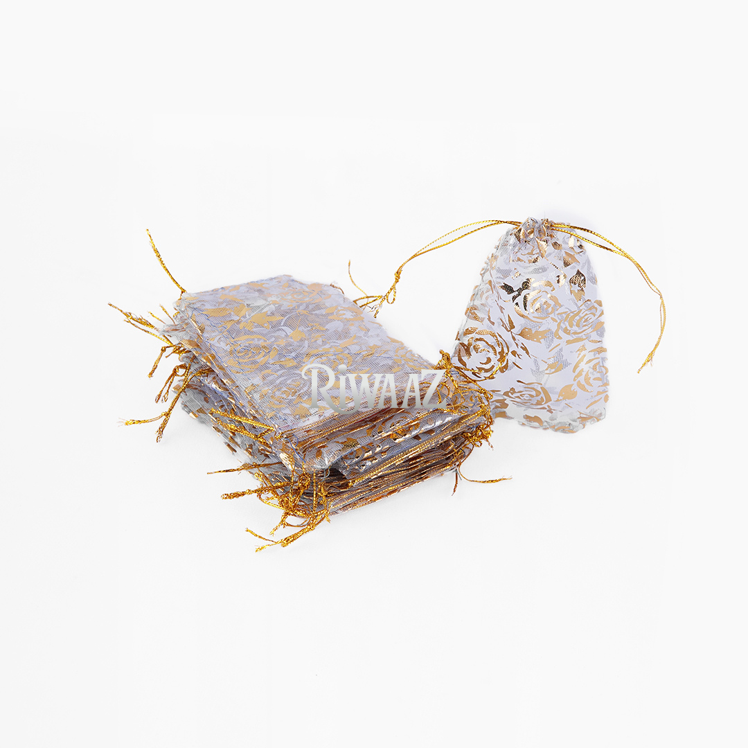 50 Pcs Multi Color Organza Fabric Nikkah Pouches For Nikkah Wedding Pouches – Elegant Gift Bags Celebration Vivah Wedding and Occasions