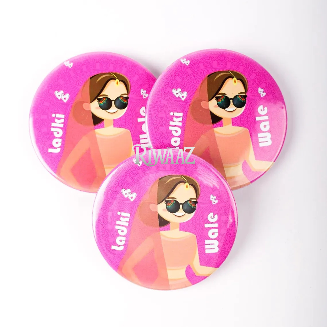 6 Pcs Ladkiwale button pins | ladkewale badges | Indian and Pak Wedding Badges | Badges | Ladkiwale Mehendi, Vivah, Sangeet ,Ceremony