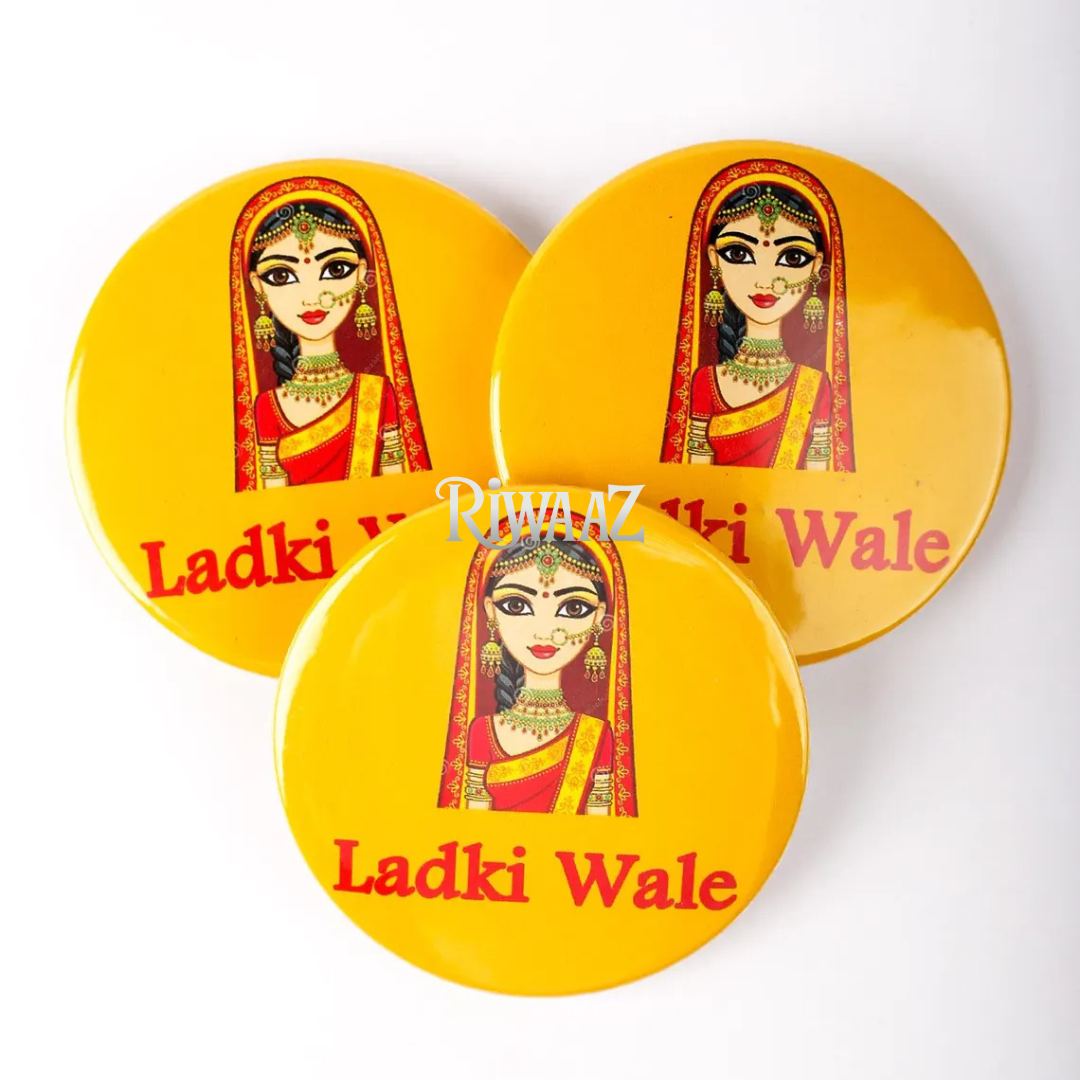 6 Pcs Ladkiwale button pins | ladkewale badges | Indian and Pak Wedding Badges | Badges | Ladkiwale Mehendi, Vivah, Sangeet ,Ceremony