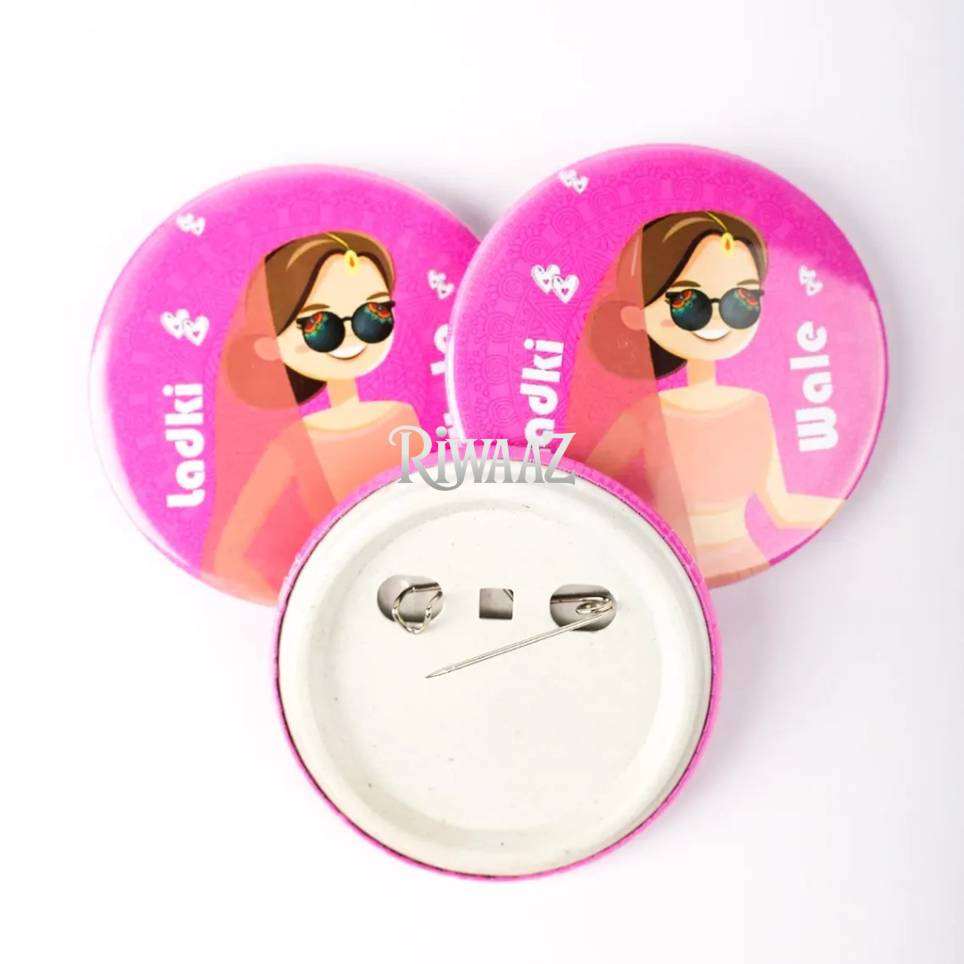 6 Pcs Ladkiwale button pins | ladkewale badges | Indian and Pak Wedding Badges | Badges | Ladkiwale Mehendi, Vivah, Sangeet ,Ceremony