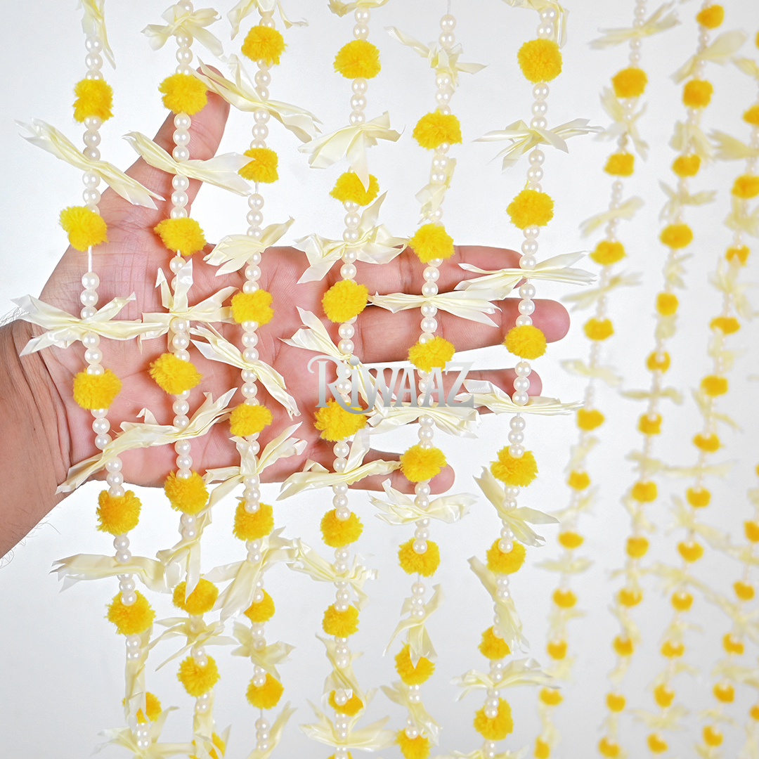 12 pcs Yellow Pom Pom Garlands