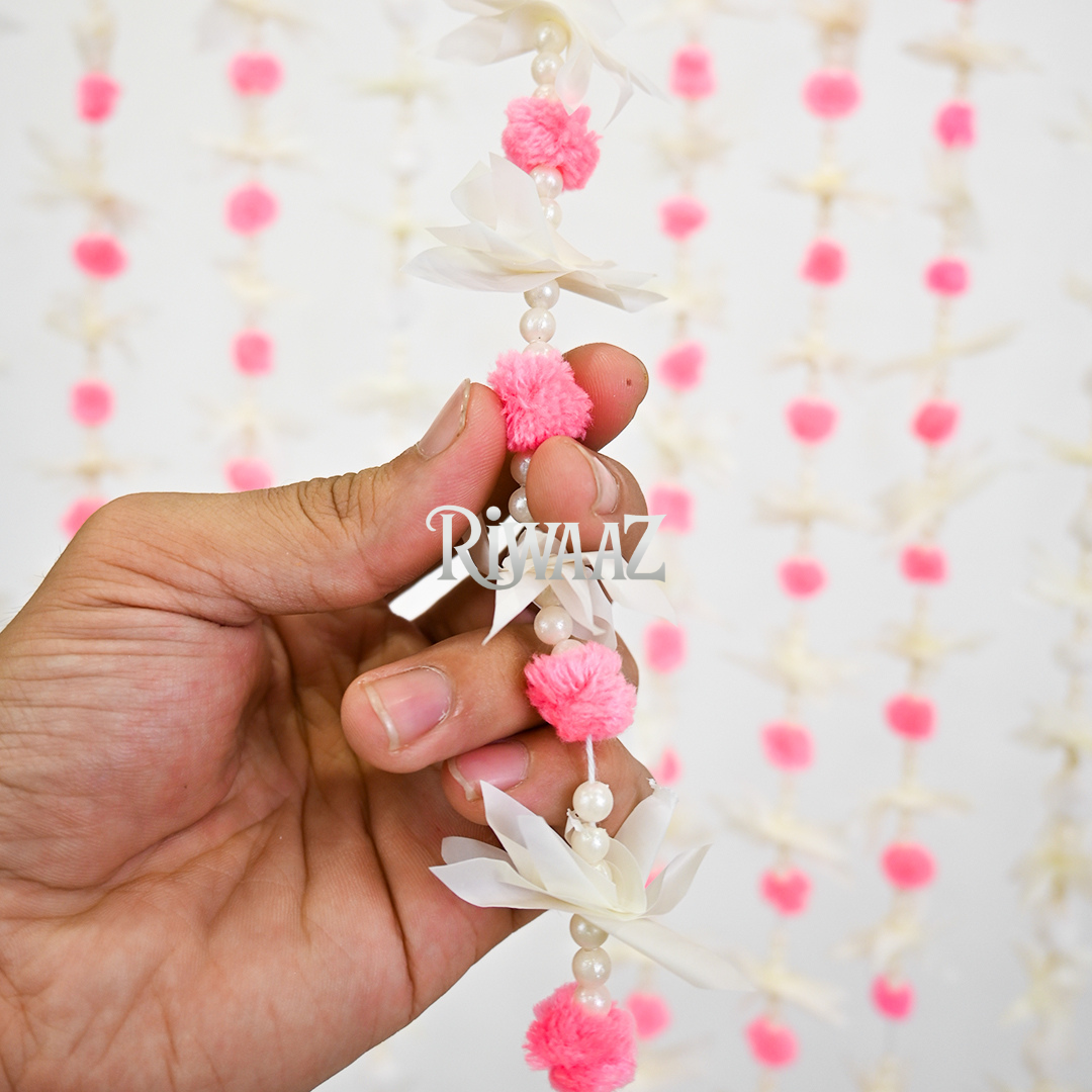 12 pcs Pinkish White Pom Pom Garlands