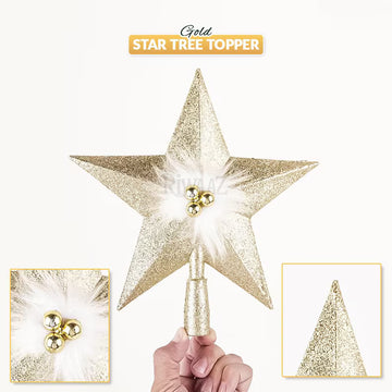 Golden Christmas Tree Topper Star – Elegant Holiday Decor