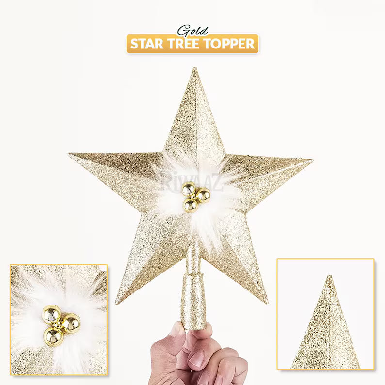Golden Christmas Tree Topper Star – Elegant Holiday Decor