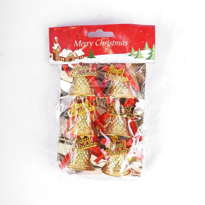 Vintage Hanging Christmas Bell 6 Pcs – Rustic Metal Holiday Ornament Decoration