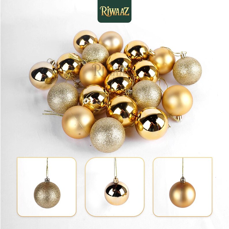 Gold and Rose Christmas Ball Ornament Set – Shiny and Glitter Baubles