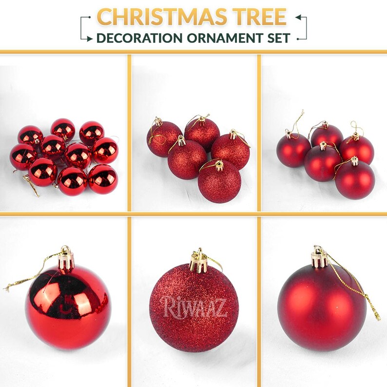 Gold and Rose Christmas Ball Ornament Set – Shiny and Glitter Baubles