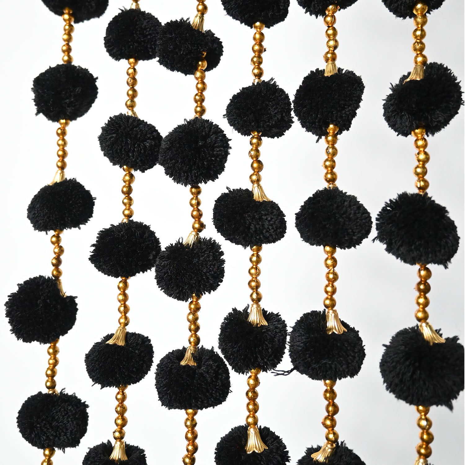 12 Pcs Artificial Black Color Handmade 6 Feet Pom Pom Wedding Garland For Maiyun, Vivah, Nikkah, Shadi, Haldi Sangeet Mehndi Decoration - Riwaaz