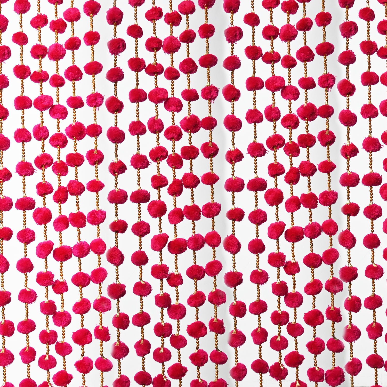 12 Pcs Artificial Red Color Handmade 6 Feet Pom Pom Wedding Garland For Maiyun, Vivah, Nikkah, Shadi, Haldi Sangeet Mehndi Decoration - Riwaaz