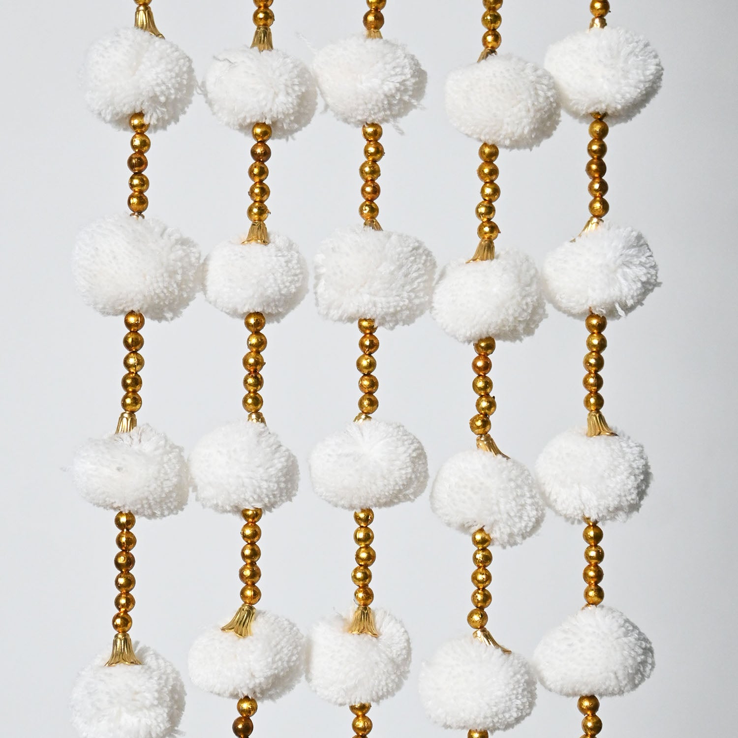 12 Pcs Artificial White Color Handmade 6 Feet Pom Pom Wedding Garland For Maiyun, Vivah, Nikkah, Shadi, Haldi Sangeet Mehndi Decoration - Riwaaz