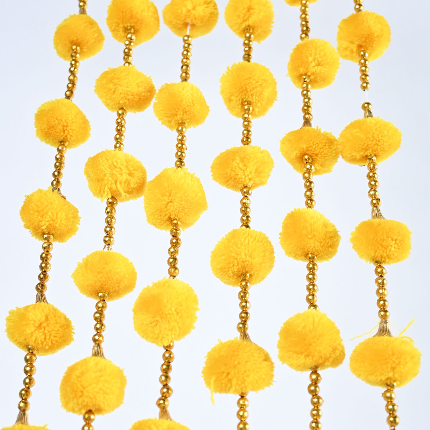 12 Pcs Artificial Yellow Color Handmade 6 Feet Pom Pom Wedding Garland For Maiyun, Vivah, Nikkah, Shadi, Haldi Sangeet Mehndi Decoration - Riwaaz
