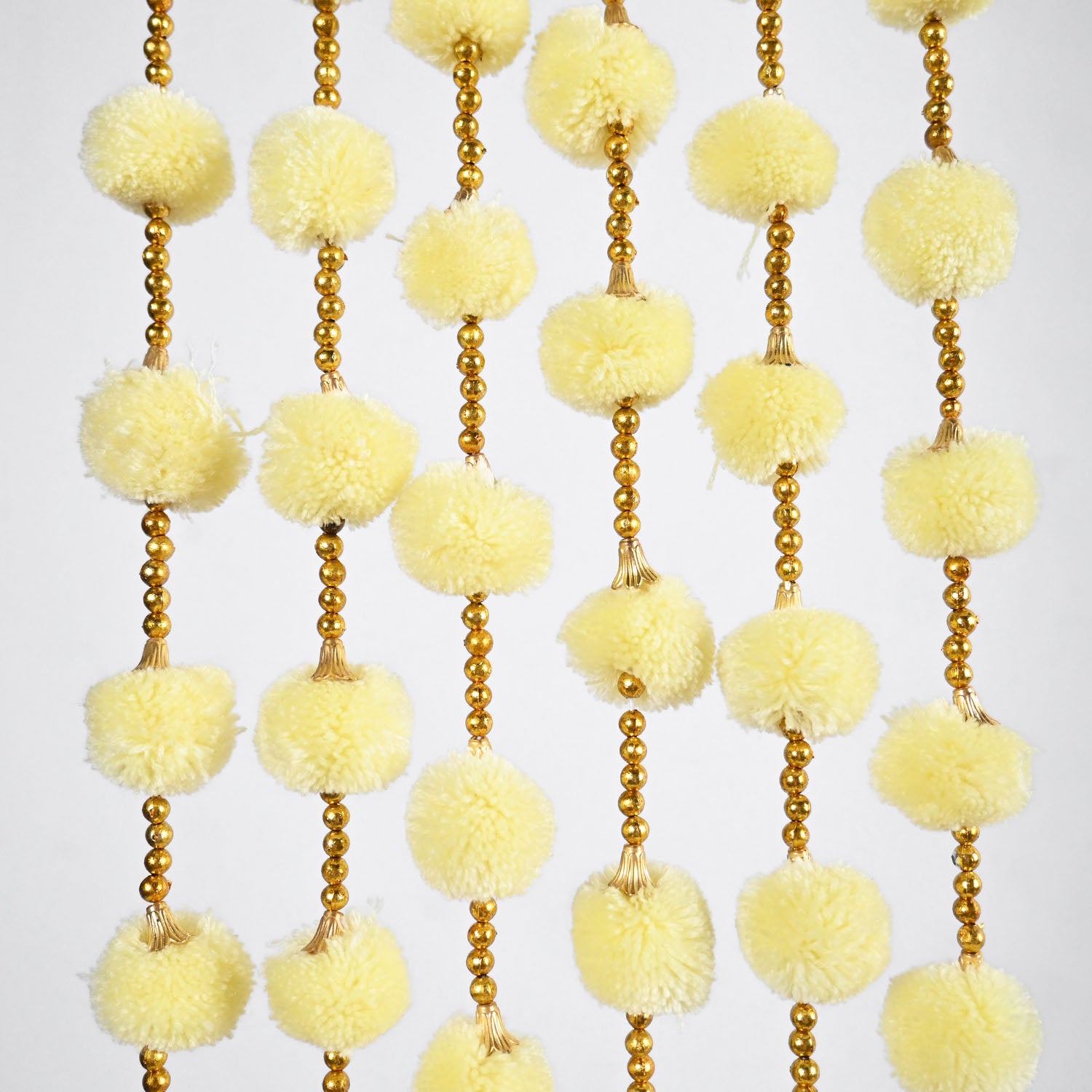 12 Pcs Artificial Lemon Yellow Handmade 6 Feet Pom Pom Wedding Garland For Maiyun, Vivah, Nikkah, Shadi, Haldi Sangeet Mehndi Decoration - Riwaaz