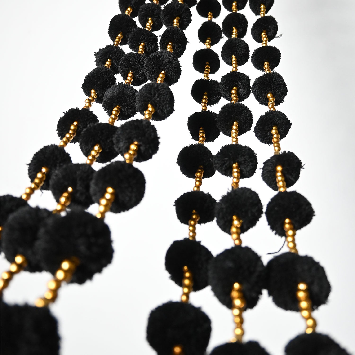 12 Pcs Artificial Black Color Handmade 6 Feet Pom Pom Wedding Garland For Maiyun, Vivah, Nikkah, Shadi, Haldi Sangeet Mehndi Decoration - Riwaaz