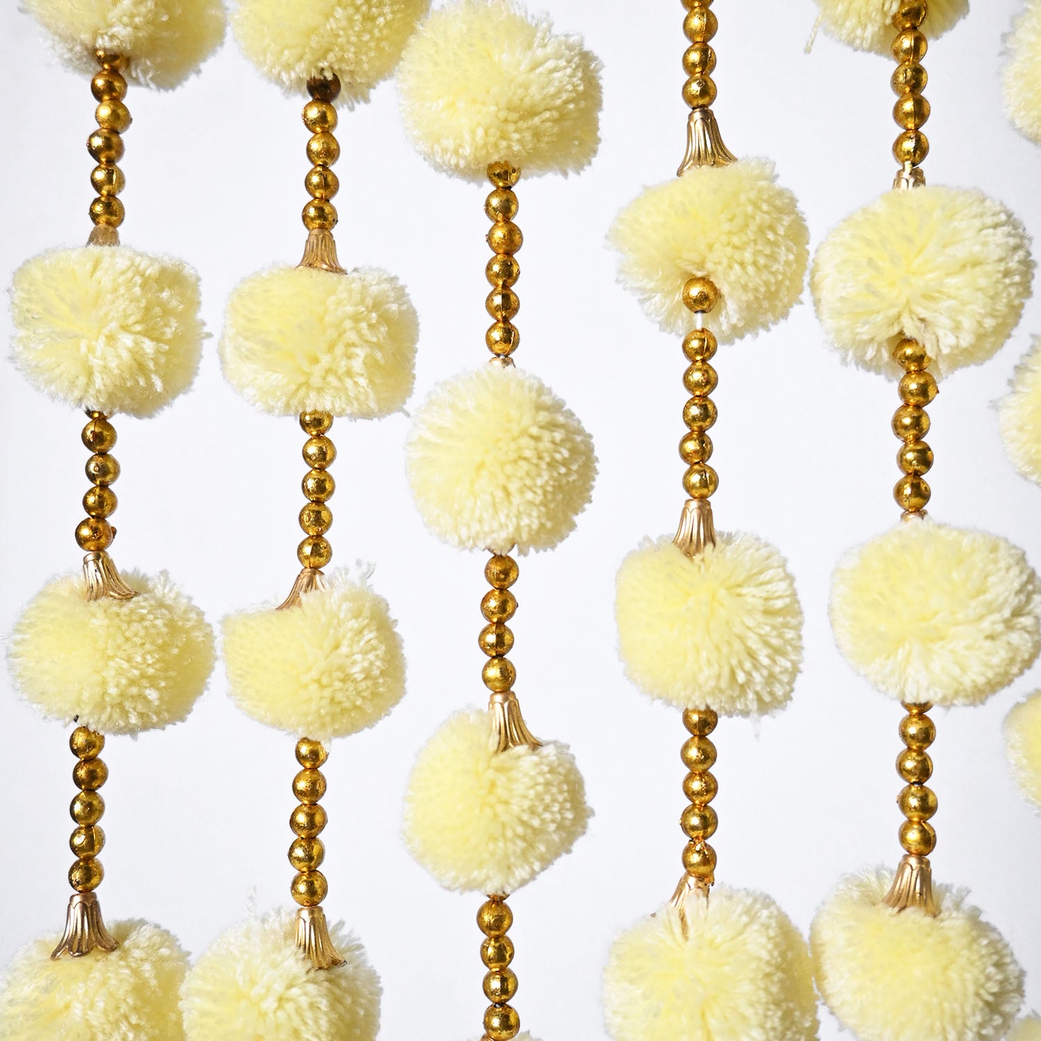 12 Pcs Artificial Lemon Yellow Handmade 6 Feet Pom Pom Wedding Garland For Maiyun, Vivah, Nikkah, Shadi, Haldi Sangeet Mehndi Decoration - Riwaaz