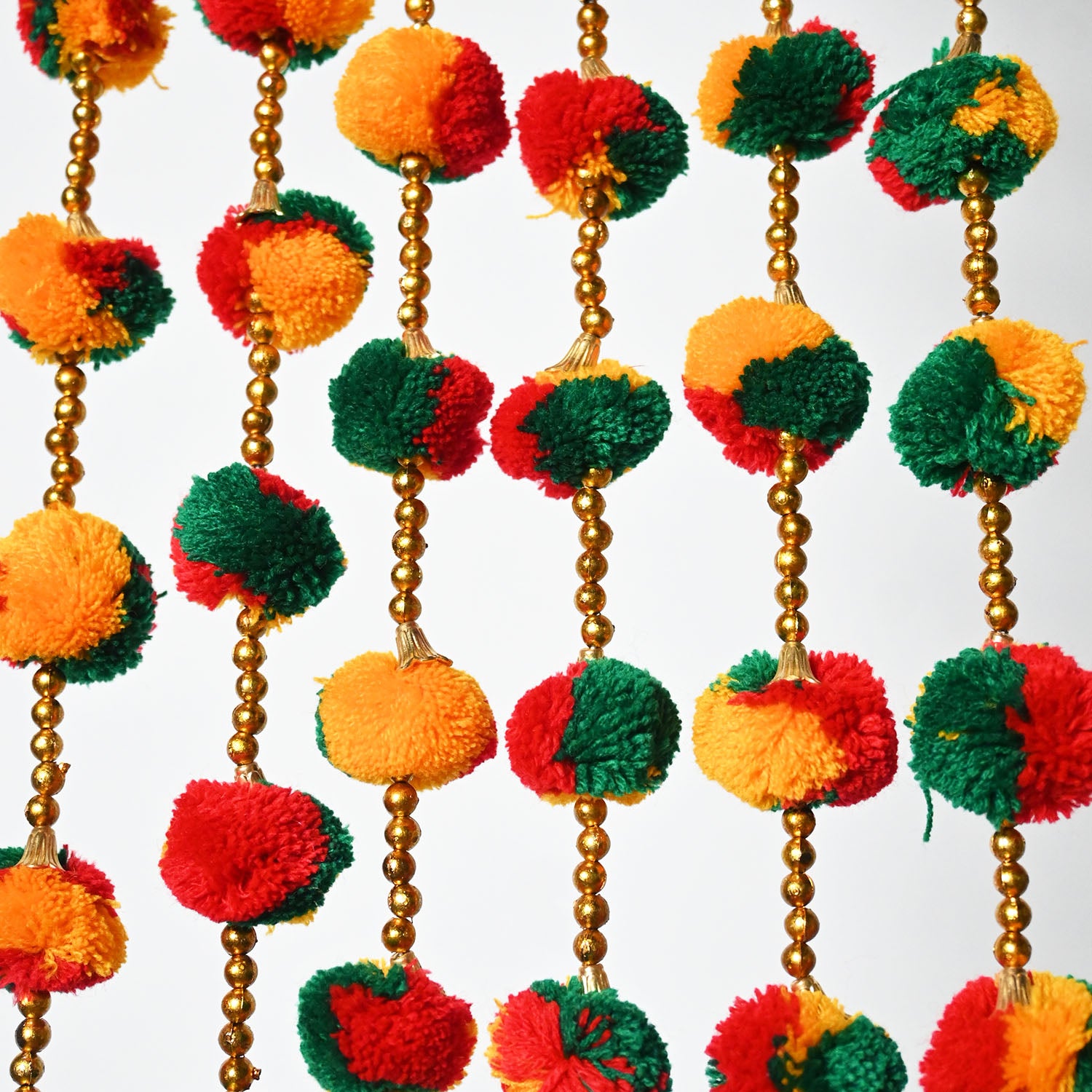 12 Pcs Artificial Multi Color Handmade 6 Feet Pom Pom Wedding Garland For Maiyun, Vivah, Nikkah, Shadi, Haldi Sangeet Mehndi Decoration - Riwaaz