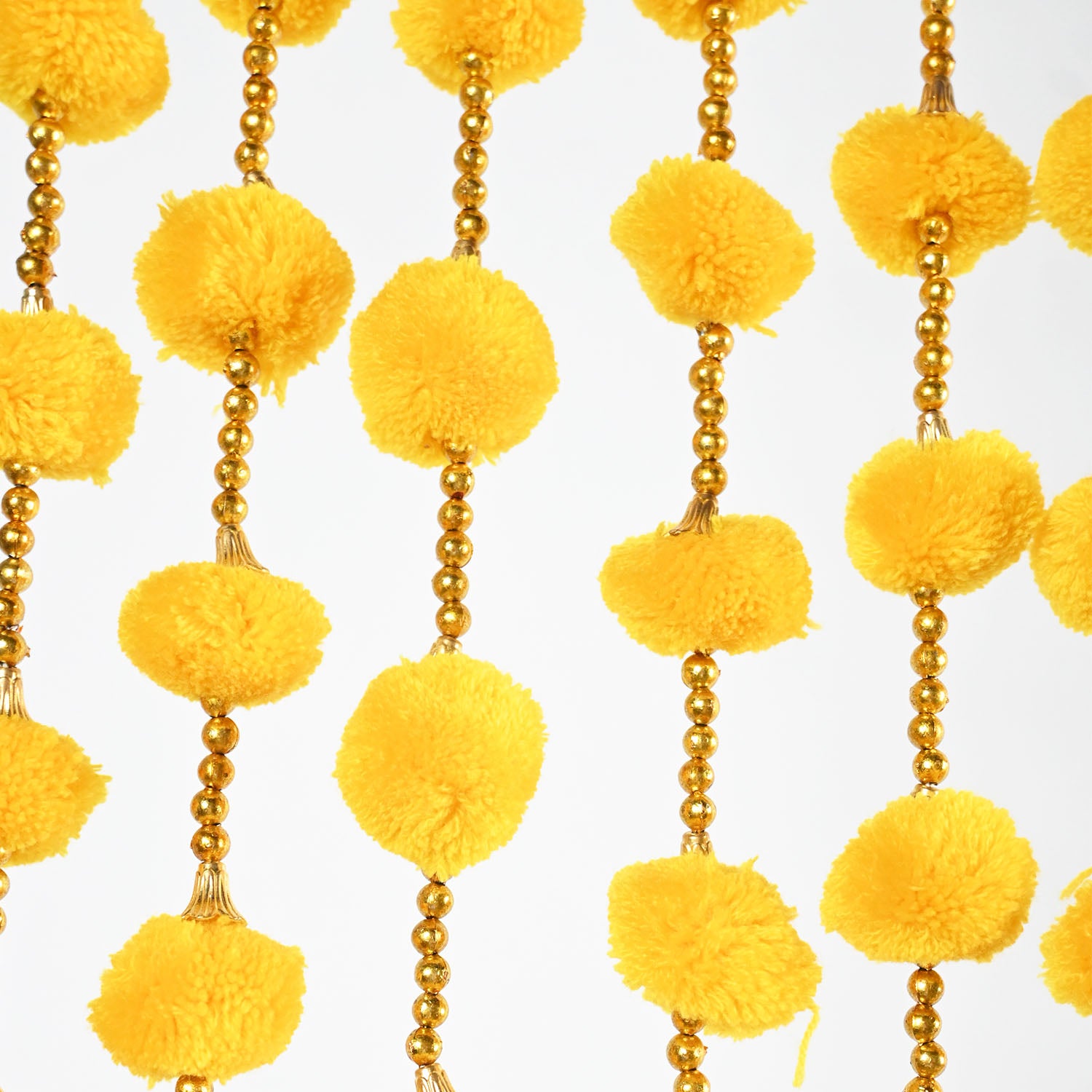 12 Pcs Artificial Yellow Color Handmade 6 Feet Pom Pom Wedding Garland For Maiyun, Vivah, Nikkah, Shadi, Haldi Sangeet Mehndi Decoration - Riwaaz