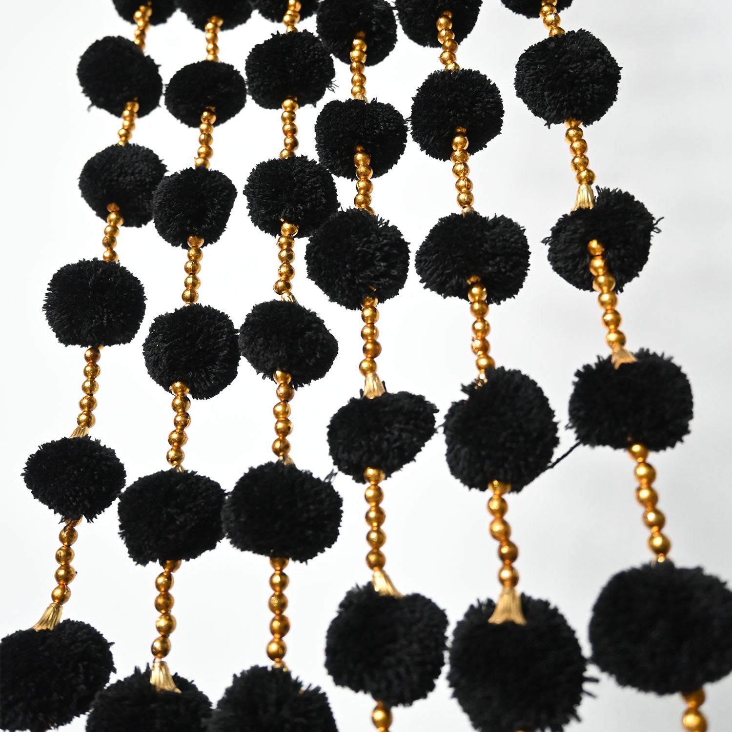 12 Pcs Artificial Black Color Handmade 6 Feet Pom Pom Wedding Garland For Maiyun, Vivah, Nikkah, Shadi, Haldi Sangeet Mehndi Decoration - Riwaaz